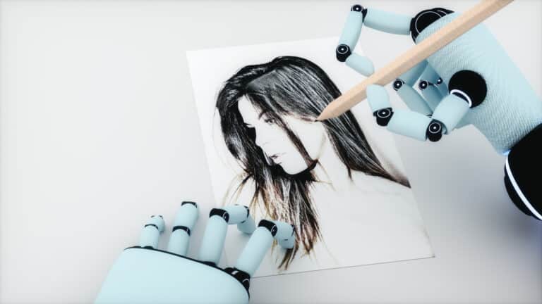 Robot drawing a picture; AI and art