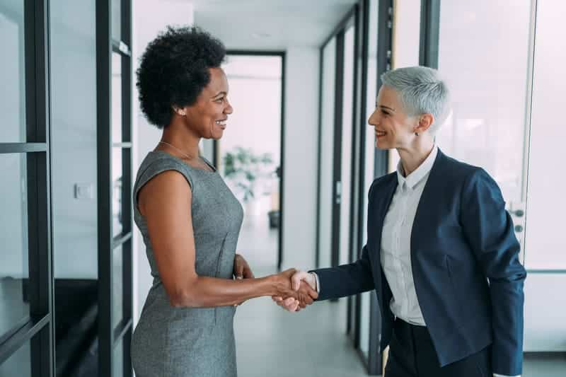 two women meeting