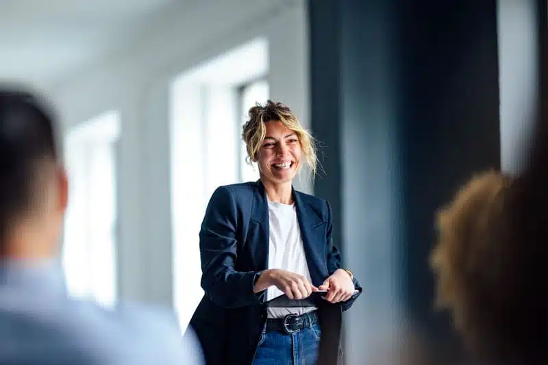 woman leading a meeting