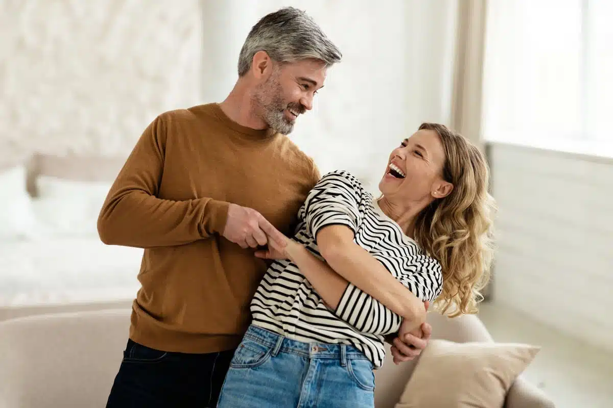 Keen couple dancing