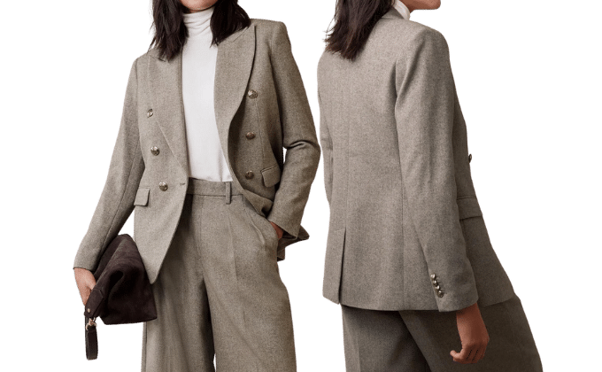 2 cropped women wearing pantsuit