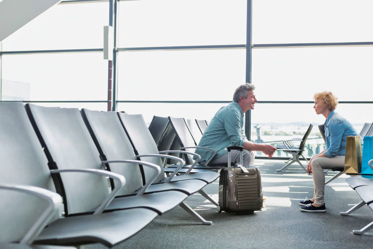 Couple at an airport, travel