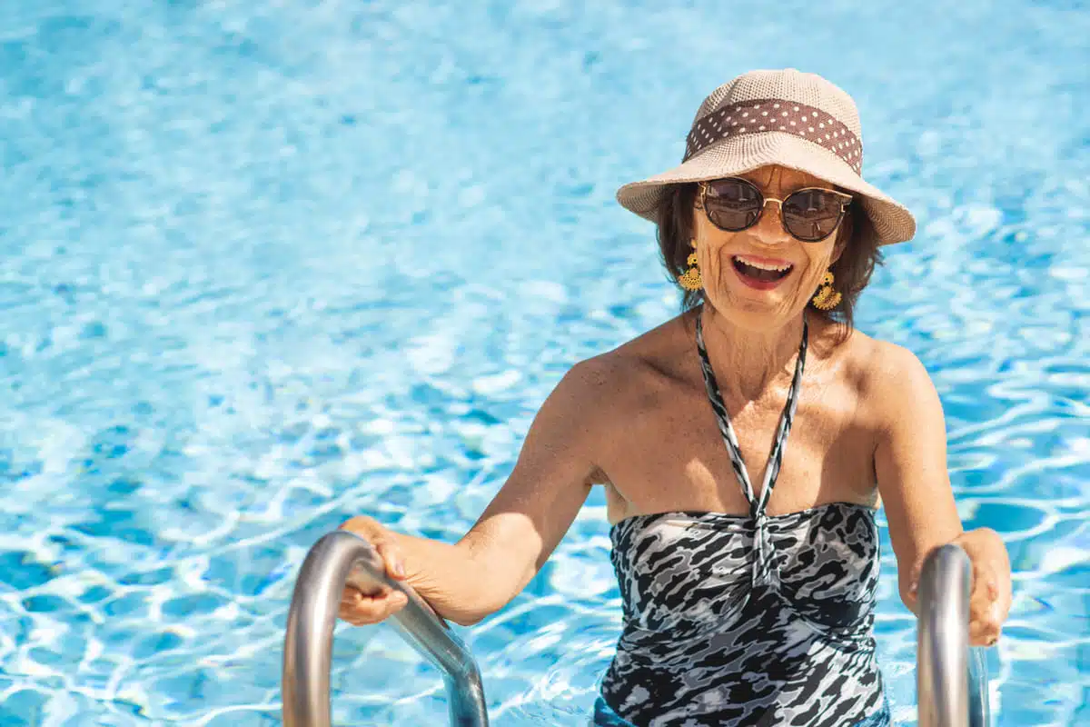 woman at a swimming pool