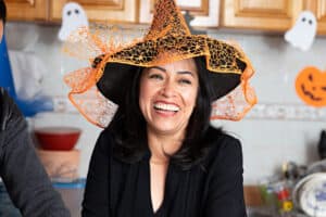woman celebrating halloween