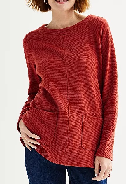 Croft & Barrow® Long Sleeve Pocket Boatneck Tunic (2 colors), $23.99 (was $29.99)