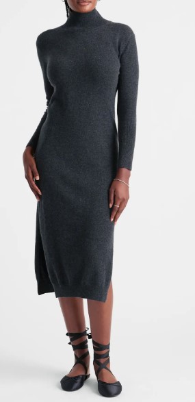 Quince Mongolian Cashmere Turtleneck Midi Sweater Dress