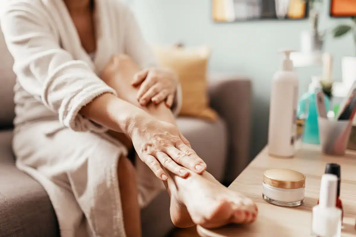 lotion on legs and self care
