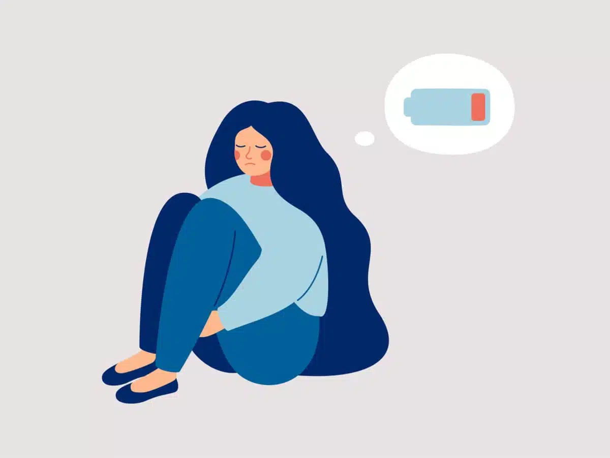woman with no energy, drained battery