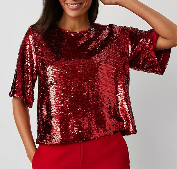 Ann Taylor Sequin Short Sleeve Tee, $65.79 (was $129)