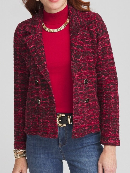 Chico's Tweed Double-Breasted Sweater Blazer, $139.50