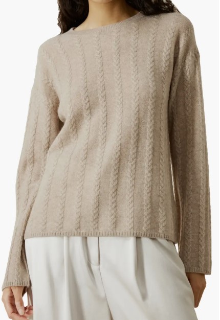 Lilysilk Semi-Sheer Cable-knit Cashmere Sweater (2 colors) $149