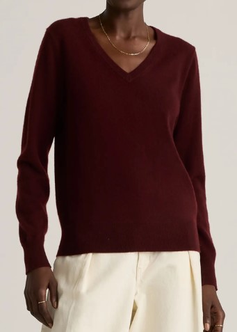 Mongolian Cashmere V-Neck Sweater, $50 - also available in crewneck