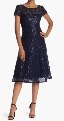 SL FASHIONS Sequin Lace Midi Dress (2 colors), $139