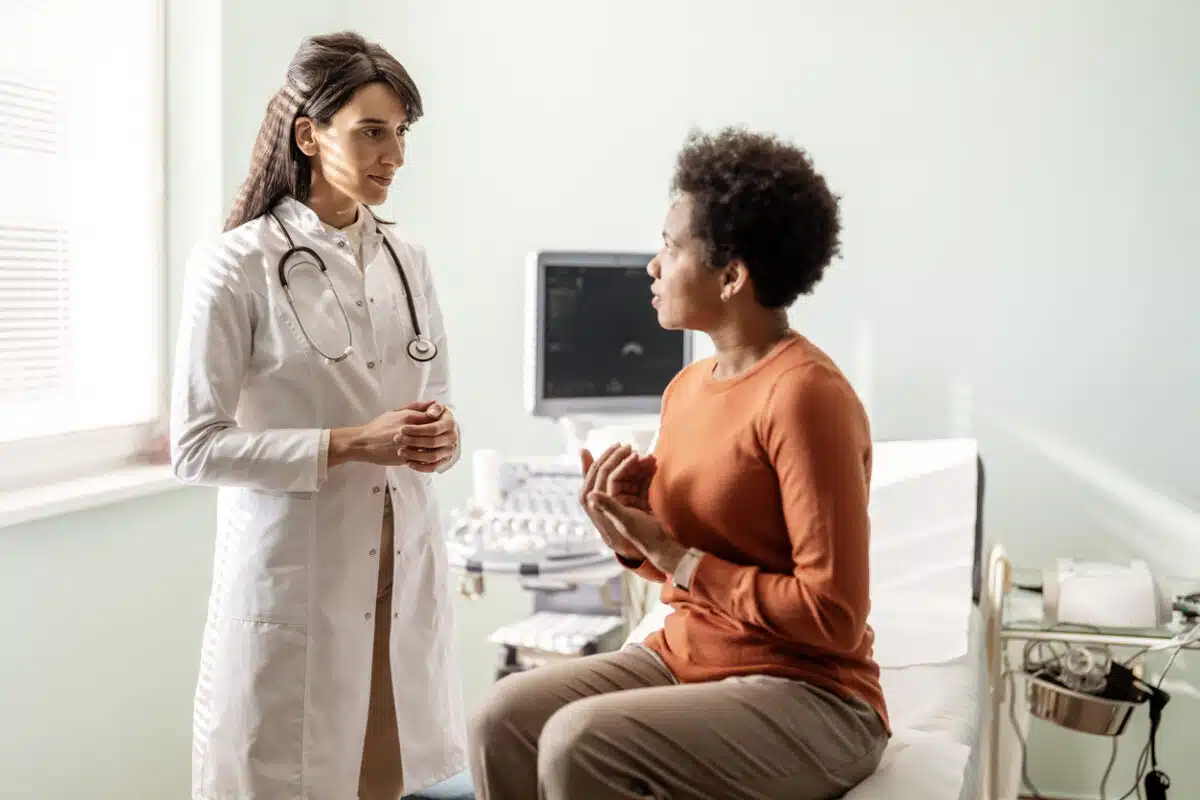 Woman talking to her doctor