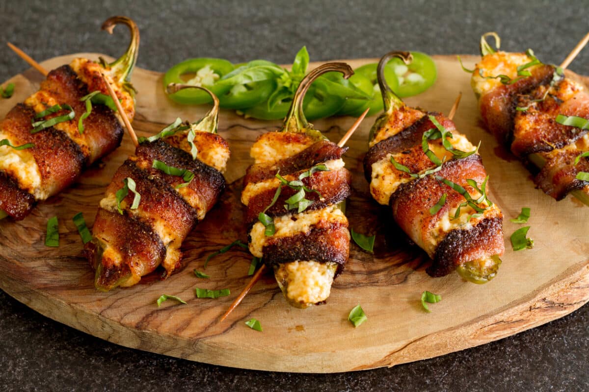 Bacon wrapped jalapeno poppers