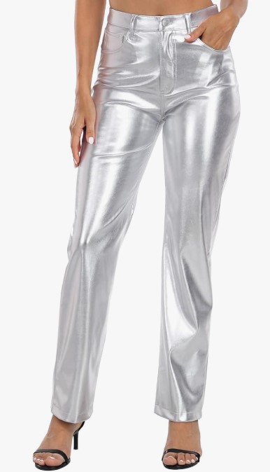 HD Shiny Metallic Faux Leather Pants High Waisted Straight Leg Trousers (5 colors) $44.99