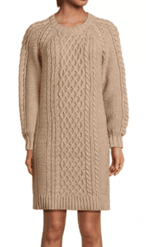 Lands’ End Women's Cotton Blend Cable Crew Neck Sweater Dress $46.78 (was $124.95)