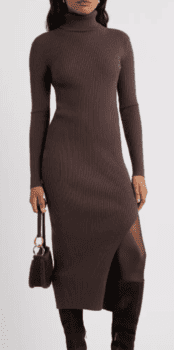 Open Edit Rib Long Sleeve Turtleneck Sweater Dress (5 colors) $62.95-$89.50