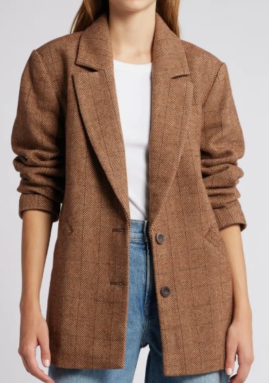 Treasure & Bond Chevron Oversize Single Breasted Blazer $139