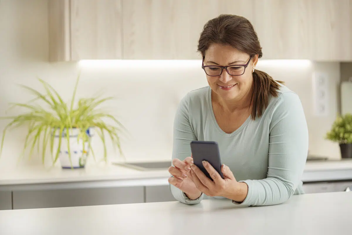 Woman looking at her phone