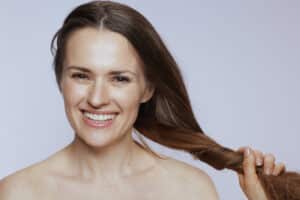 woman with great hair, strong hair, biotin spray