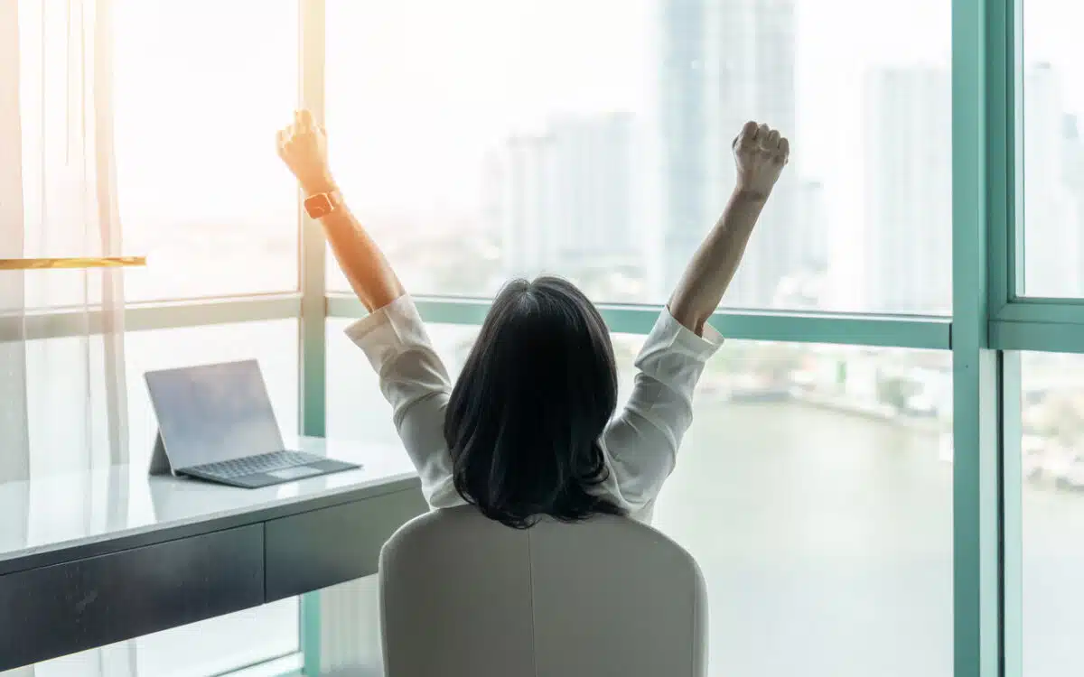 woman celebrating success