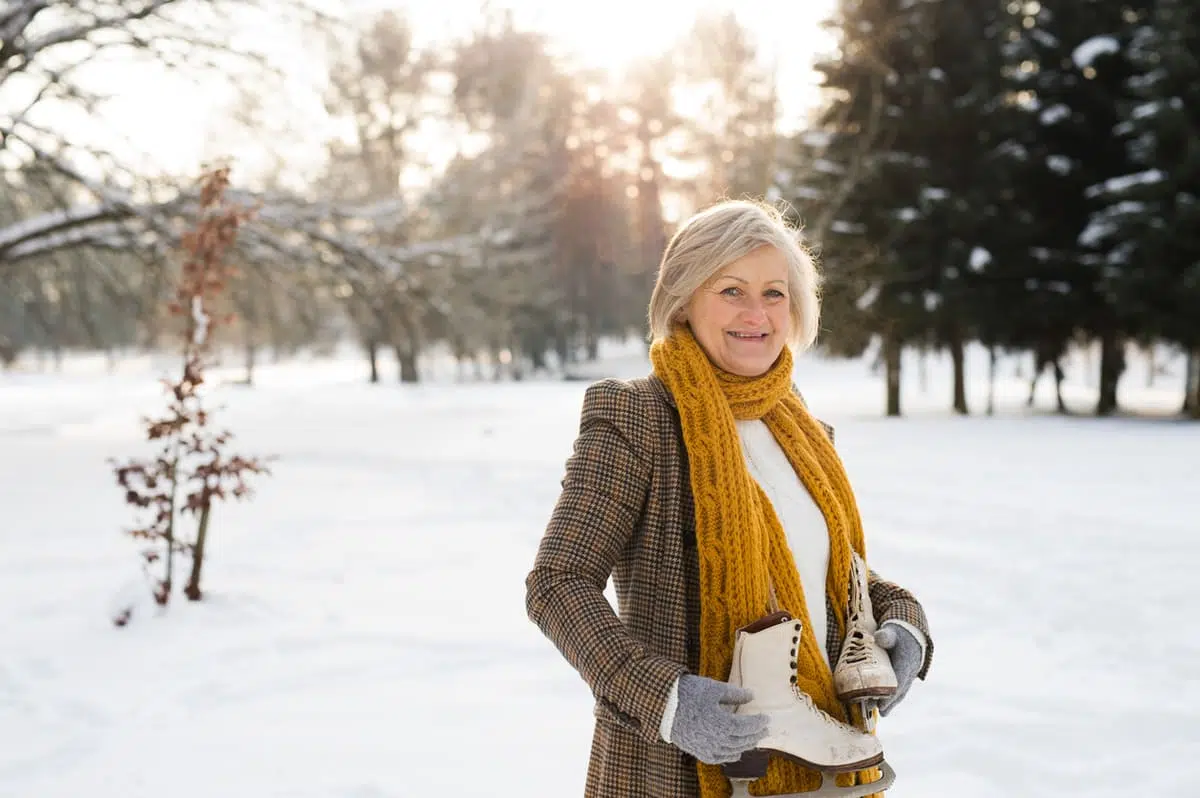 woman with ice skates