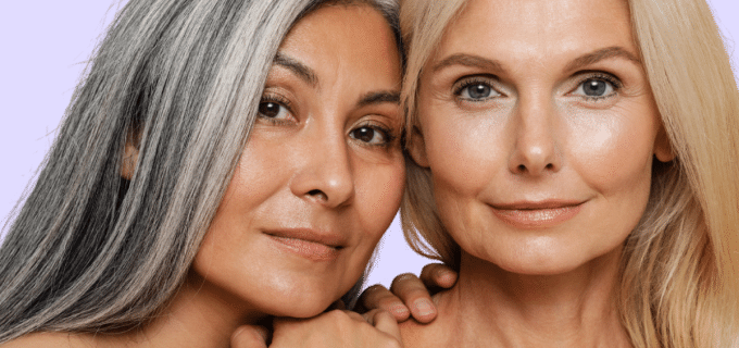 Beautiful older women; grey hair