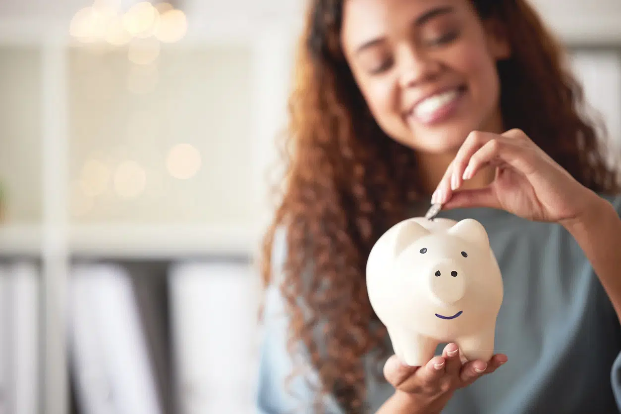 Saving money, piggy bank