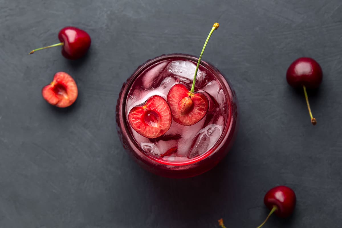 cherry mocktail or sleepy girl mocktail