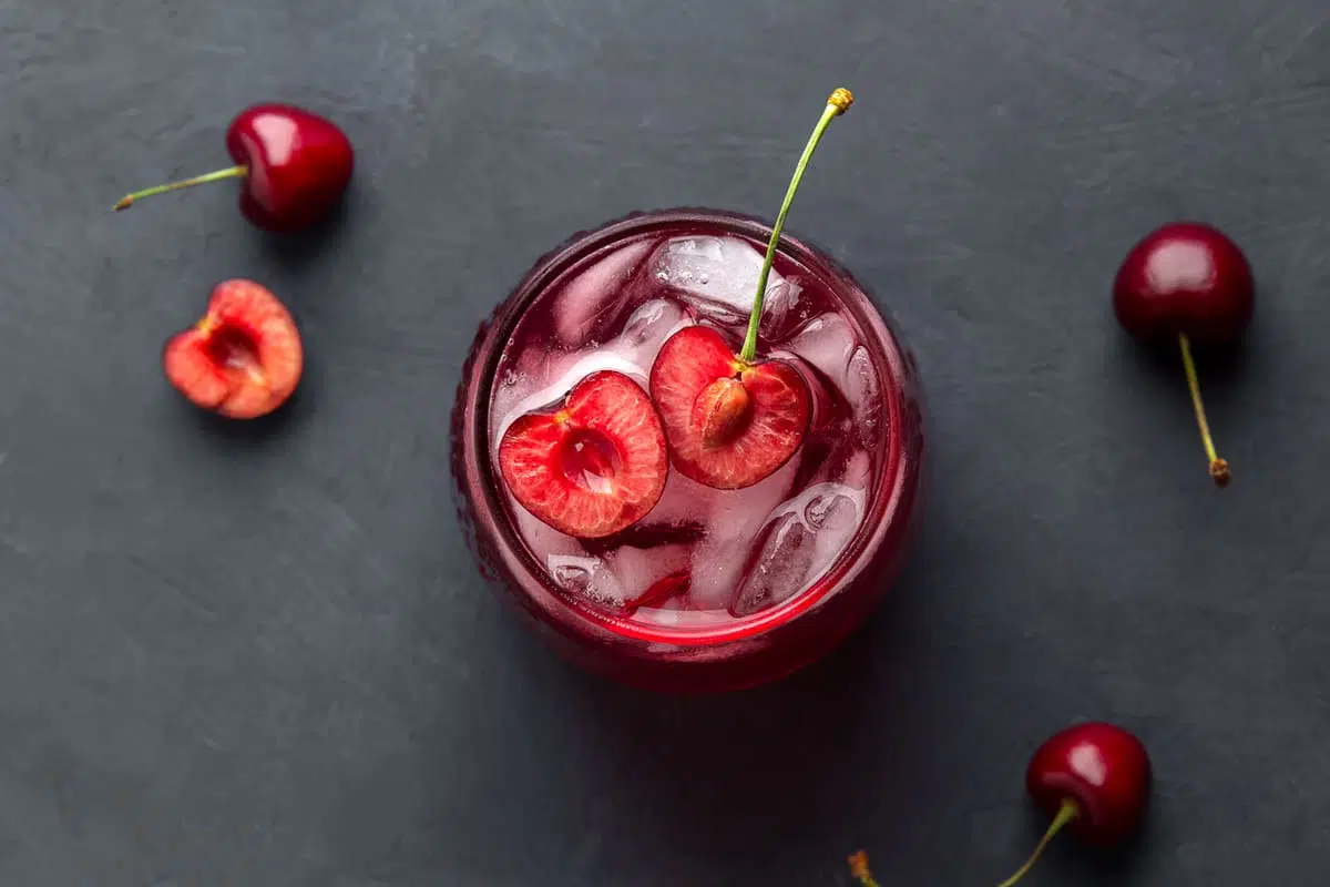 cherry mocktail or sleepy girl mocktail