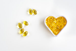 Omega-3 fish fat or cod liver oil capsules