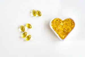 Omega-3 fish fat or cod liver oil capsules