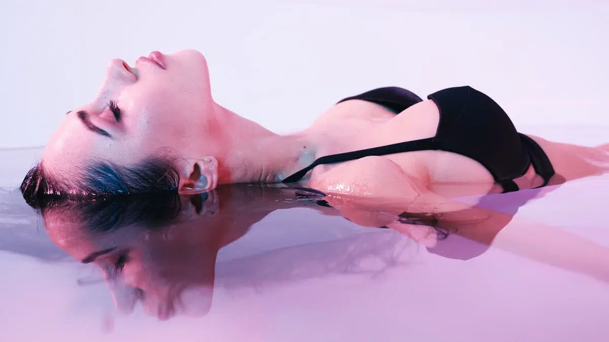 soaking at a spa or pool
