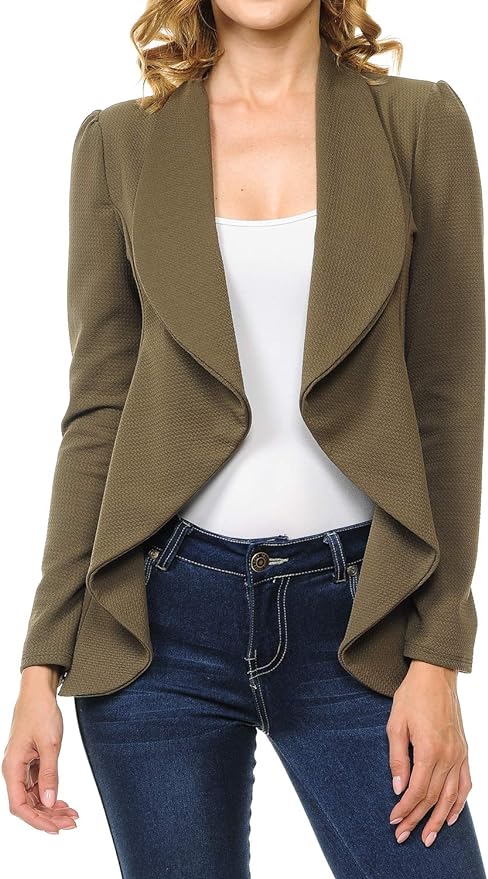 Draped Open Front Blazer