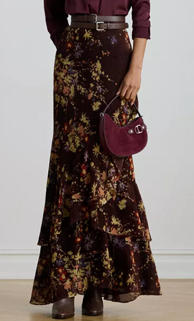 Lauren Ralph Lauren Floral Print Tiered Maxi Skirt, $278