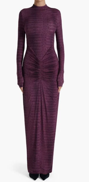 Naked Wardrobe Snakeskin Print Long Sleeve Ruched Dress, $128