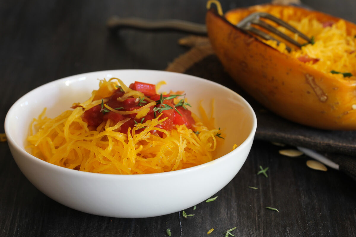 Spaghetti Squash with Tomato Basil Sauce