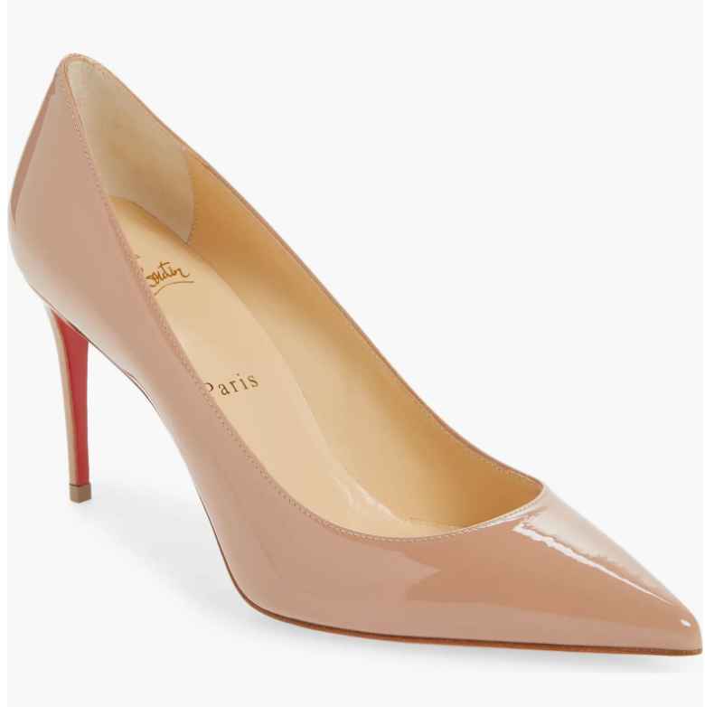 Christain Louboutin Kate Pointed Toe Paten Leather Pump