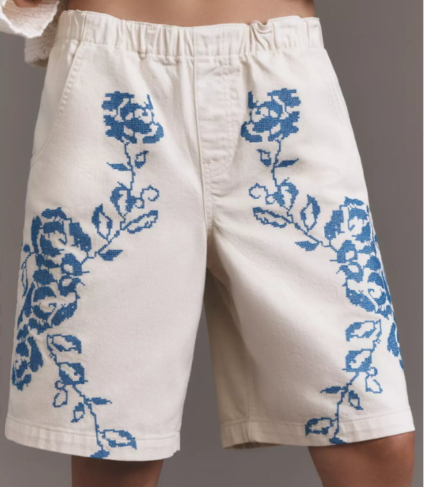 Anthropology Pilcro Embroidered Pull-On Bermuda Shorts $118.00