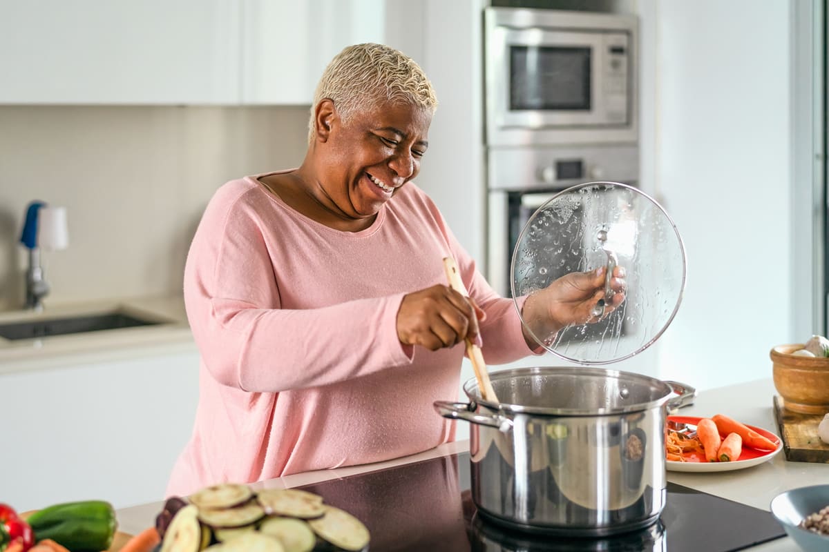 woman cooking dinner