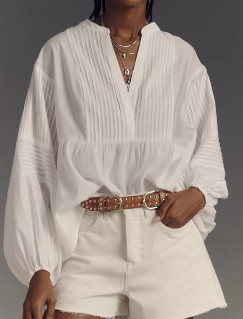 Anthropologie Long-Sleeve Pintuck Blouse (2 colors) $118.00