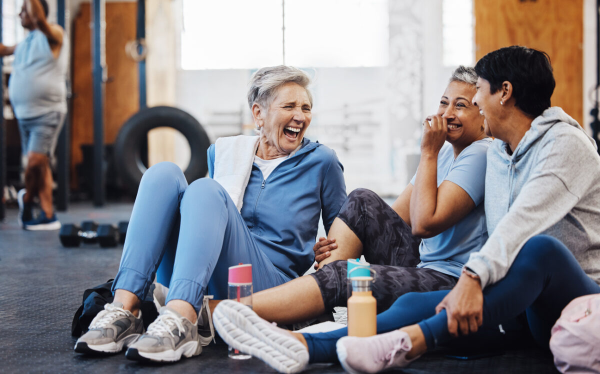 Women working out together at the gym