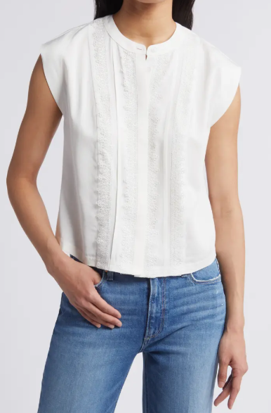 Wit & Wisdom Embellished Cap Sleeve Button-Up Shirt, $68
