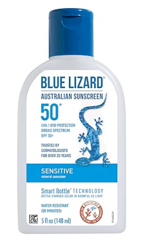 BLUE LIZARD Sensitive Mineral Sunscreen with Zinc Oxide, SPF 50+, $14.98