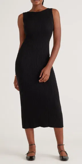 Quince Cotton Cashmere Ribbed Sleeveless Midi Dress (3colors), $59.90