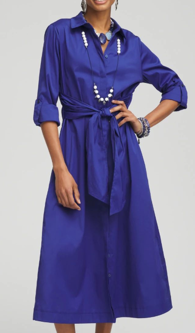 Chico Wrap Belt Poplin Midi Shirtdress, $99 (was $139.50)
