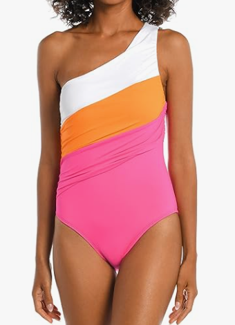 La Blanca Single Shoulder Tummy Control Bathing Suit (14 colors) $63.54 (was $130)
