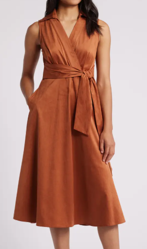 Tahari ASL Tie Belt Faux Wrap Dress, $159