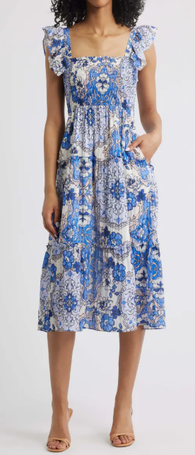 Vince Camuto Print Smocked Tiered Maxi Dress, $108